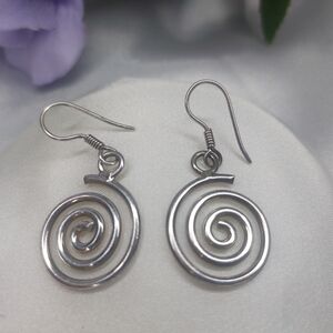 Swirling Spiral Shape Silver Earrings